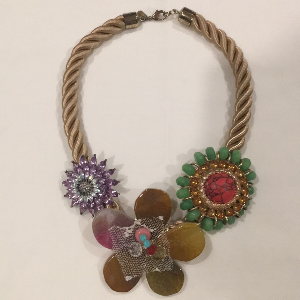 Anthropologie Flower Bib Necklace